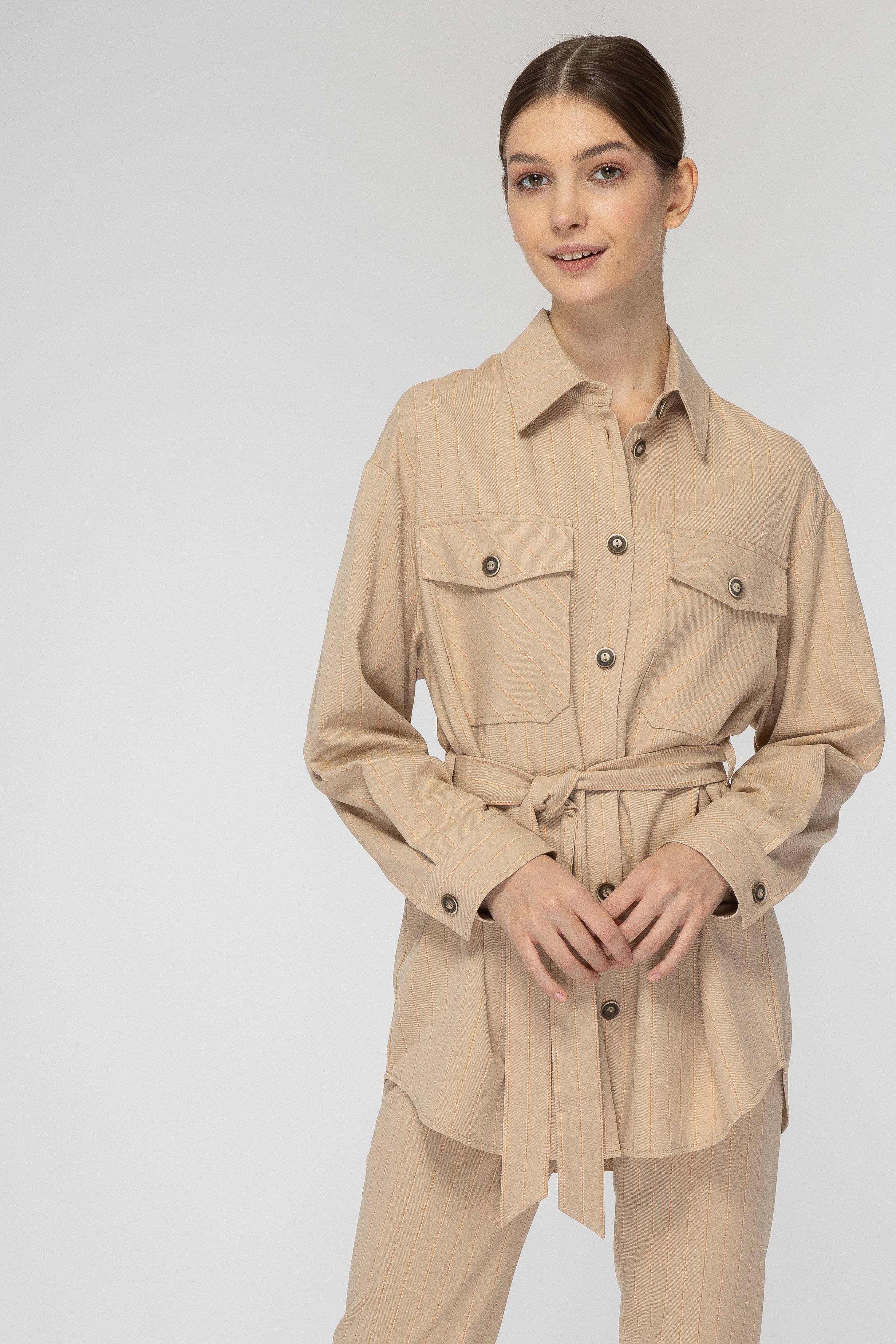 

Рубашка женская Каляев 67089 бежевая 44 RU, Бежевый, 67089