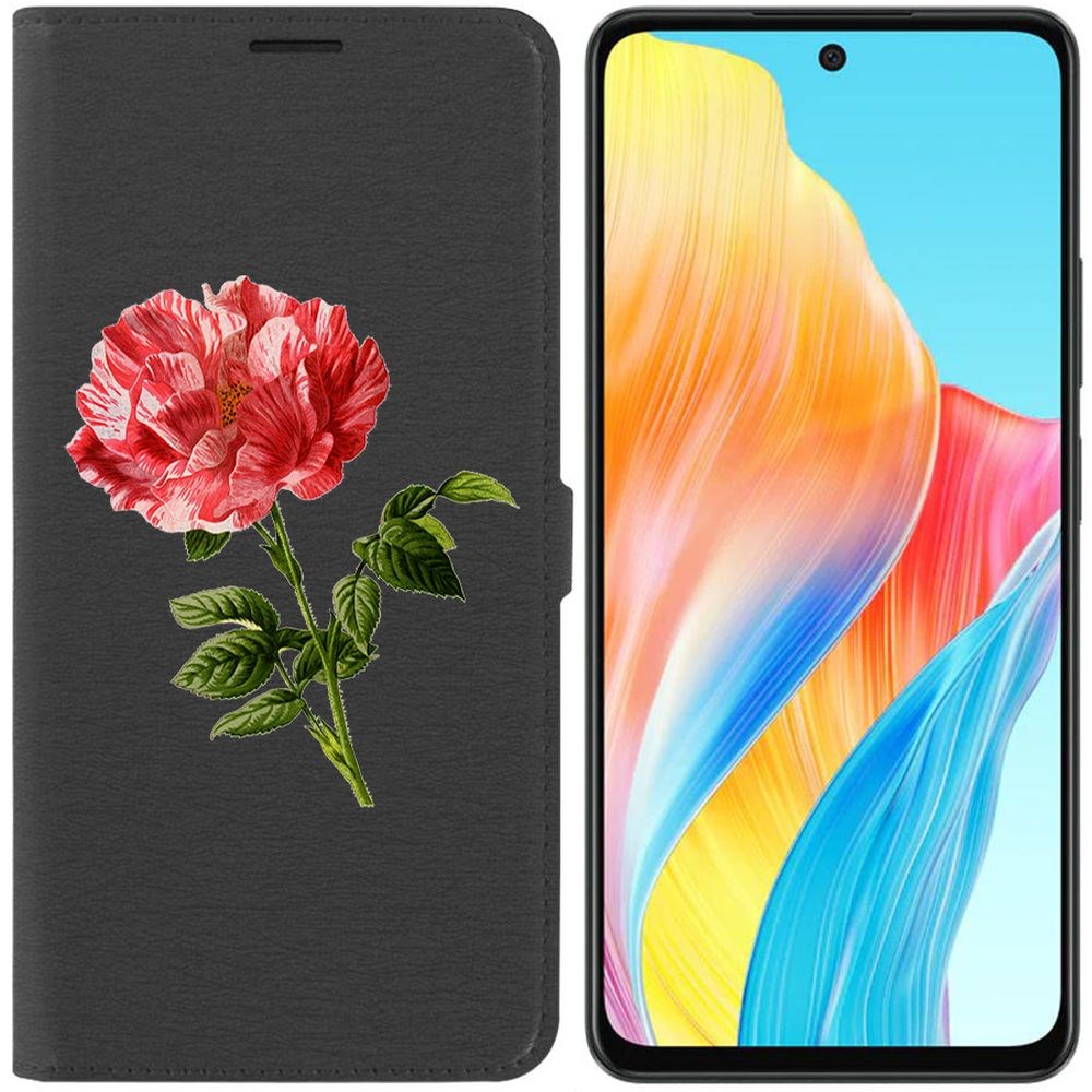 

Чехол-книжка Krutoff Eco Book для Oppo A58 4G Рисованная роза (черный)