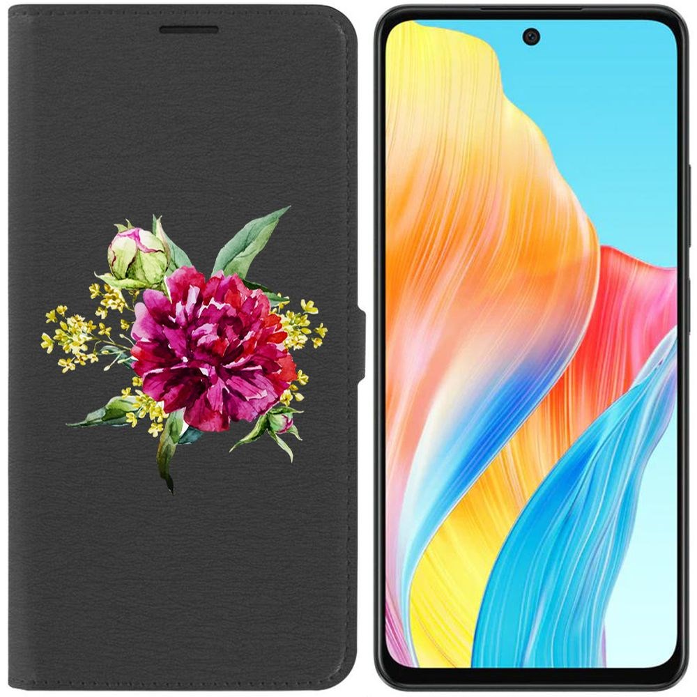 

Чехол-книжка Krutoff Eco Book для Oppo A58 4G Цветочная акварель (черный)