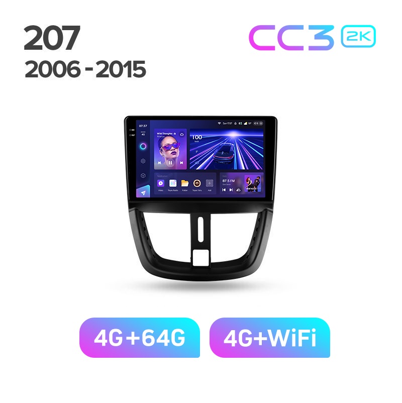 Магнитола TEYES PEUGEOT 207 2006-2015 г CC3 2K 464ГБ 3789000₽