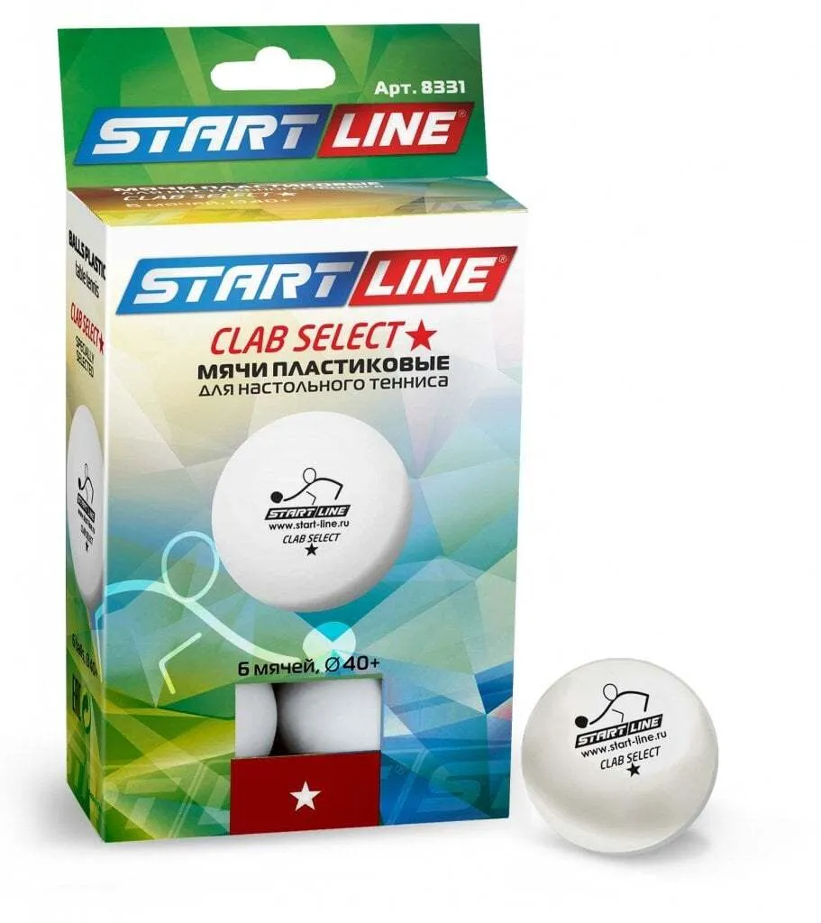 Мяч для настольного тенниса Start Line Club Select New, 1 звезда, 6 штук