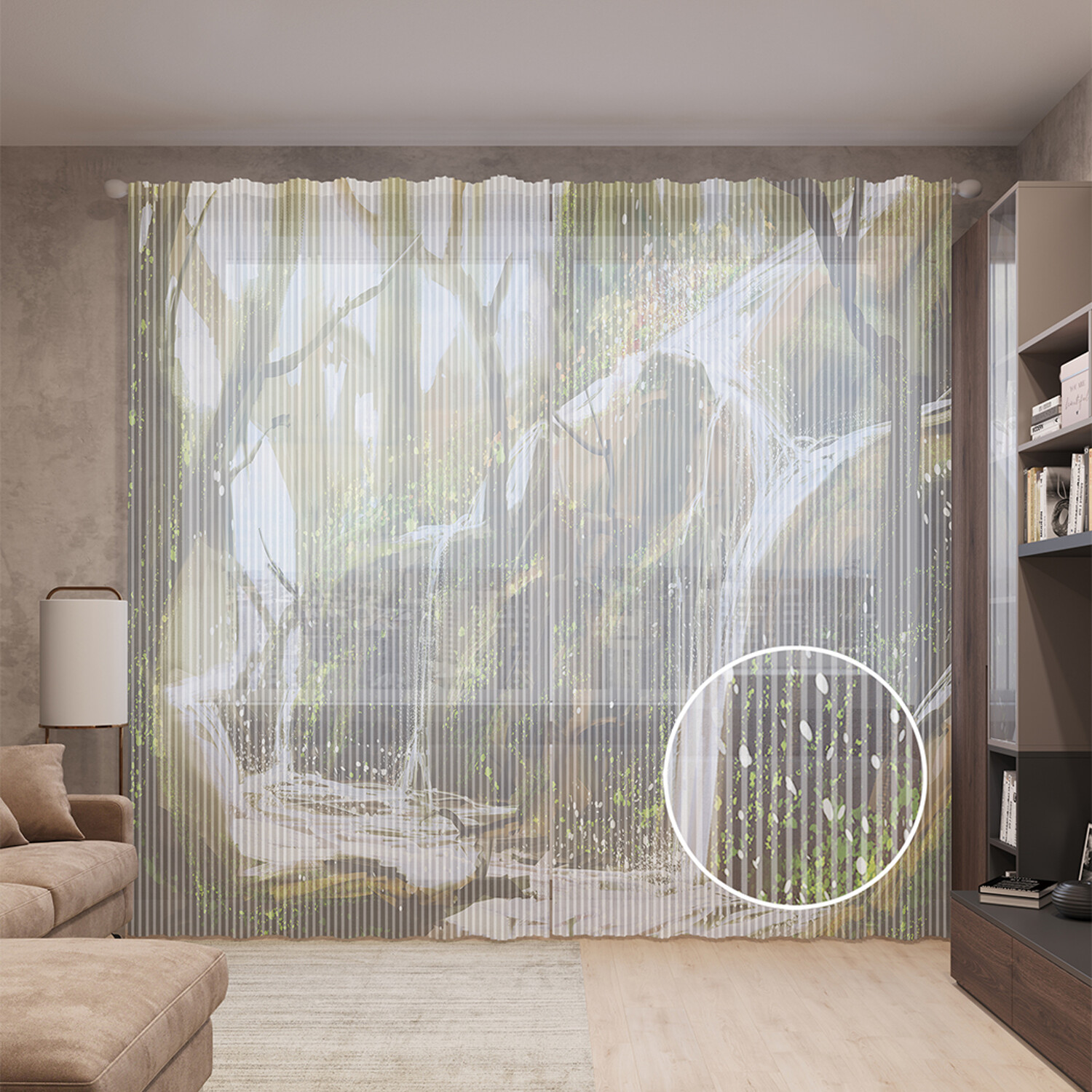 

Тюль вуаль на шторной ленте с принтом JoyArty "Течения волшебства", 310х265 см, Течения волшебства