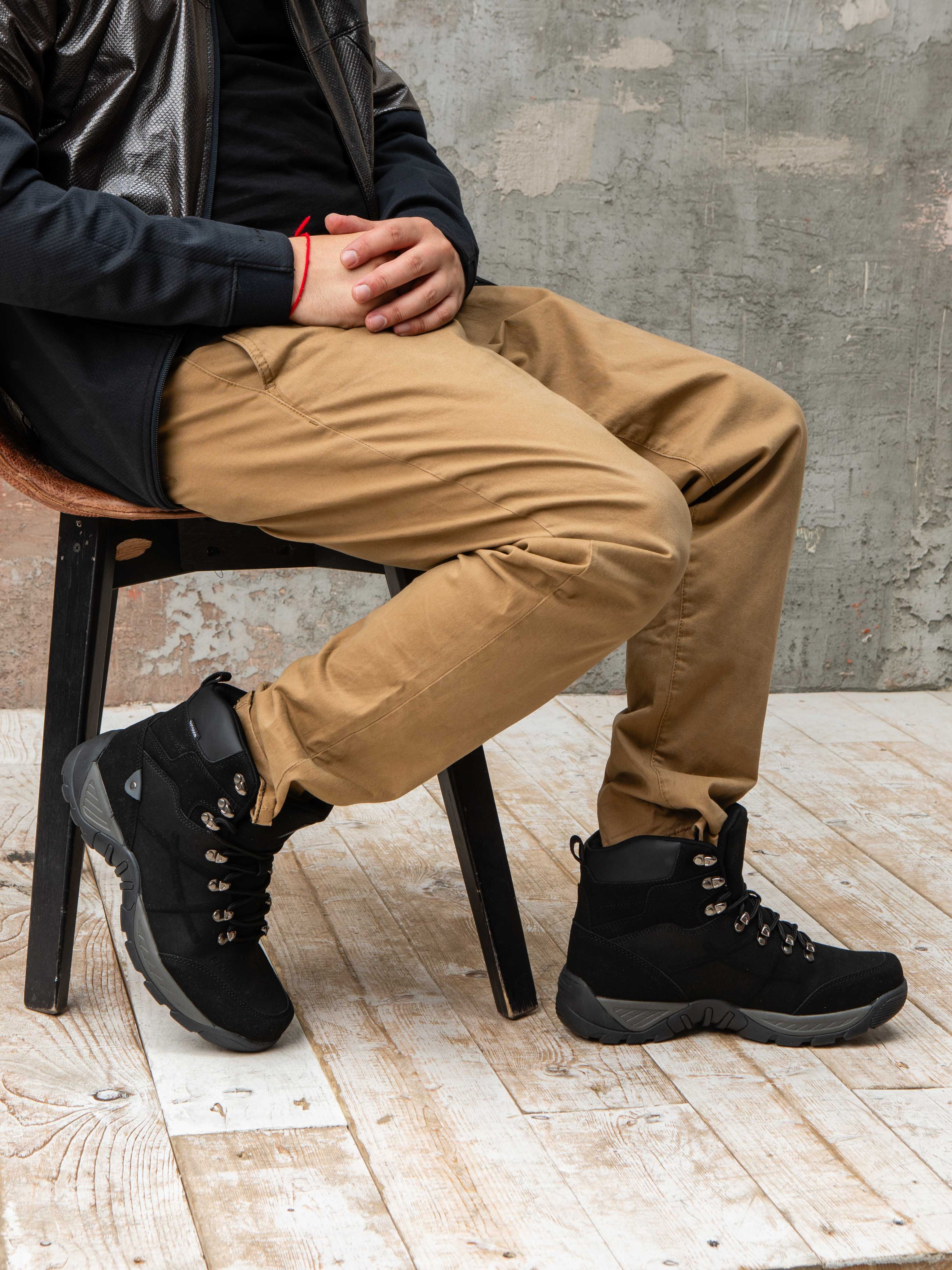 Треккинговые ботинки мужские VIDEYA для туризма кожаные черные 45 размер