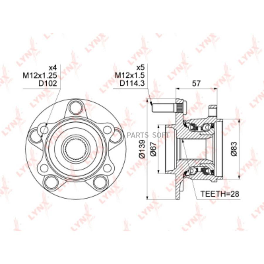

Подшипник ступицы задней Mazda CX-5 11>17 Lynx WH1036