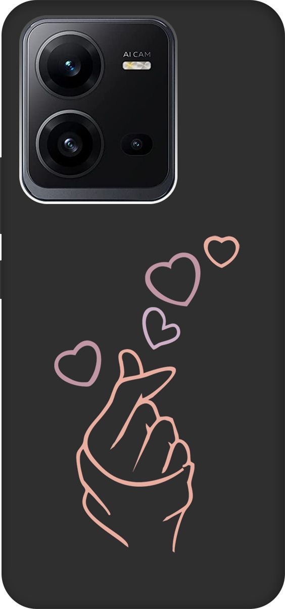

Чехол на Vivo V25 5G/V25e с 3D принтом "K-Heart" черный, Черный;розовый, 157970