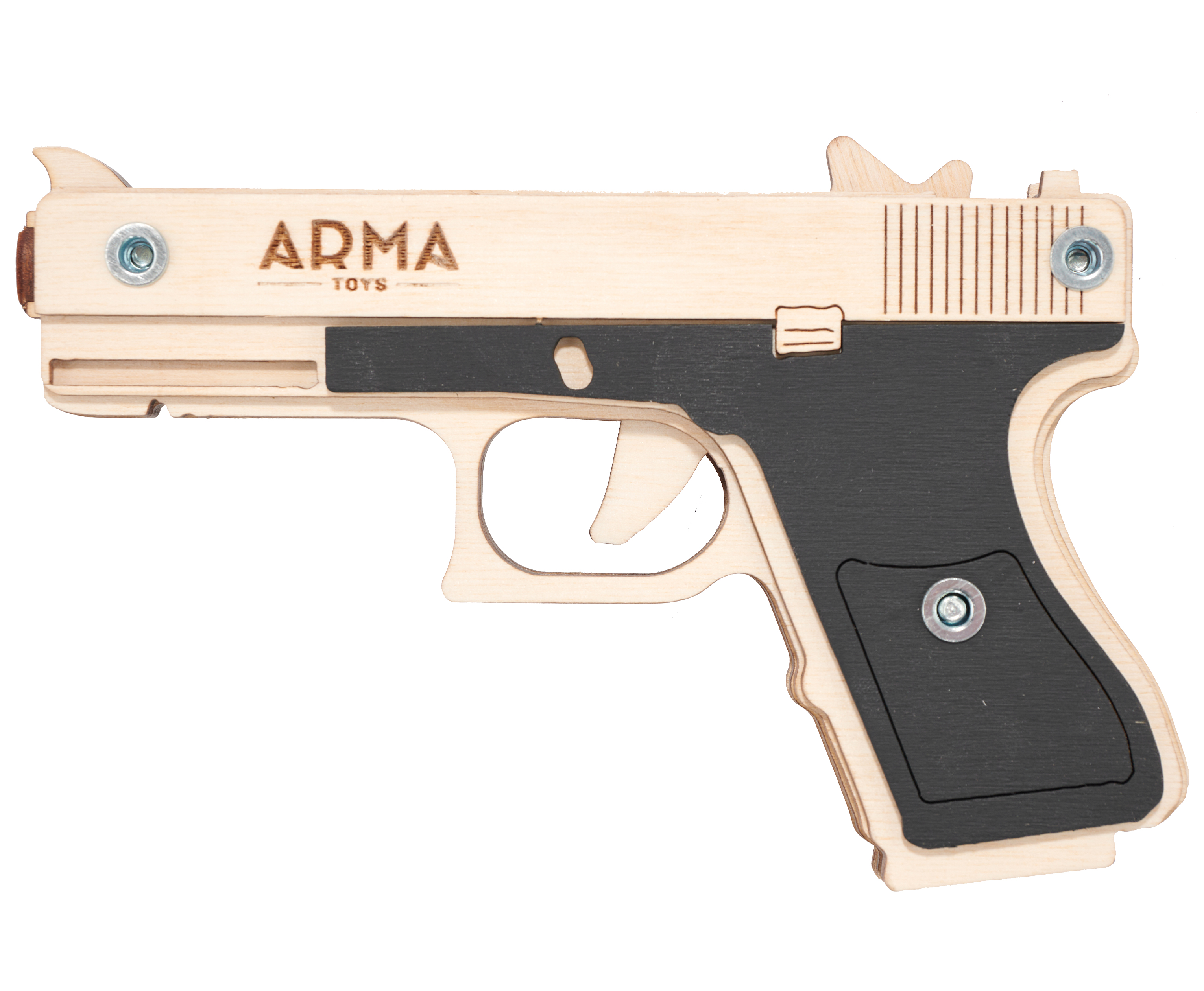 Резинкострел игрушечный Arma toys пистолет Glock Light макет, Глок 26, AT027, окрашенный