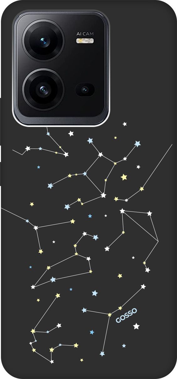 

Чехол на Vivo V25 5G/V25e с 3D принтом "Constellations" черный, Черный;белый, 157970