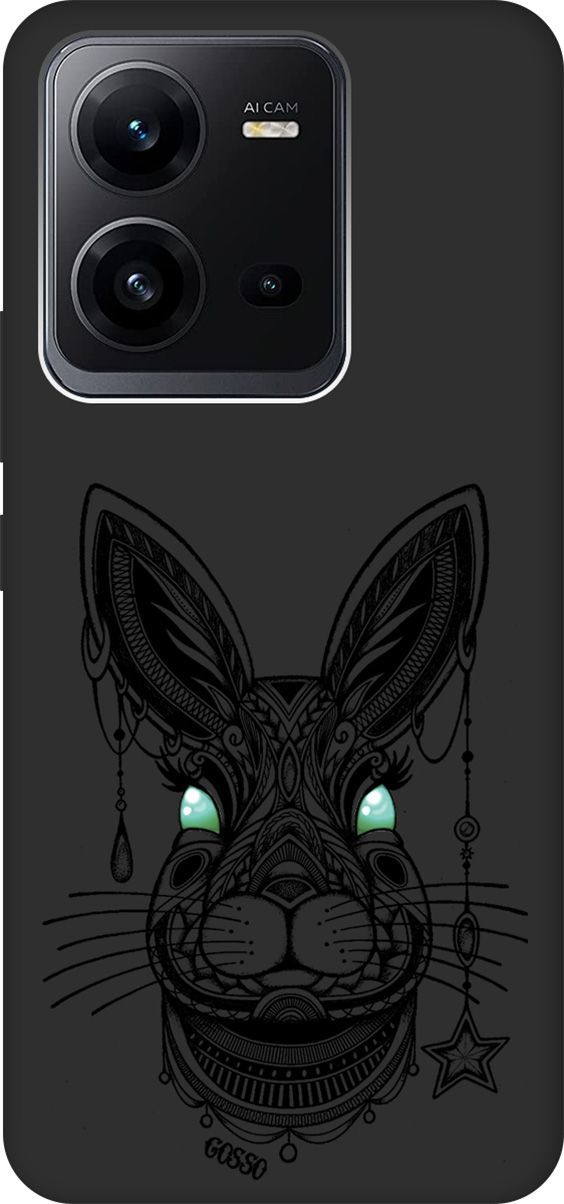 

Чехол на Vivo V25 5G/V25e с 3D принтом "Grand Rabbit" черный, Черный;голубой, 157970