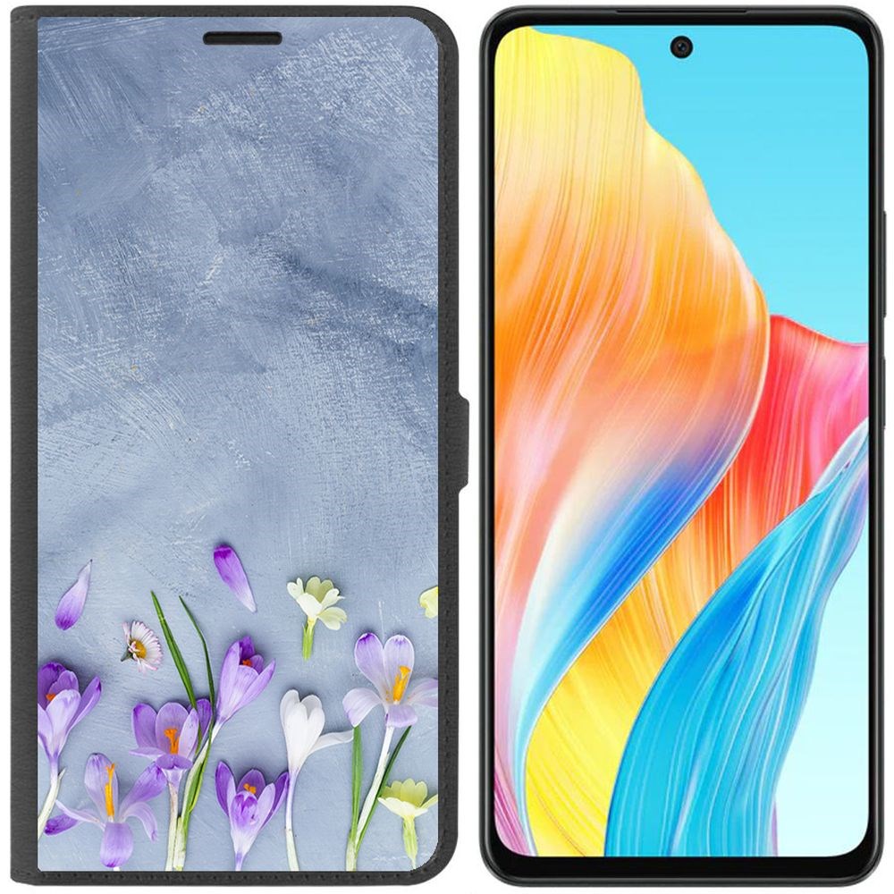 

Чехол-книжка Krutoff Eco Book для Oppo A58 4G Цветочное настроение (черный)