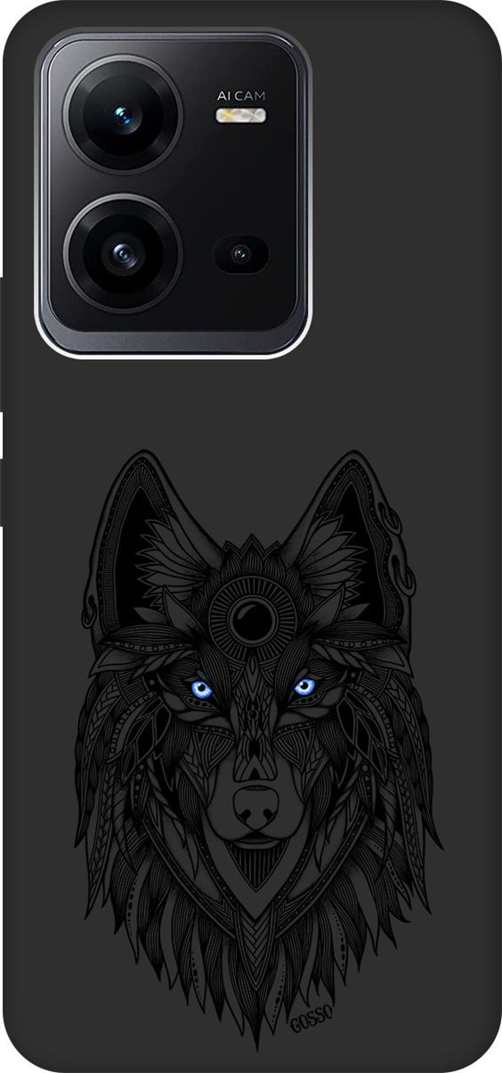 

Чехол на Vivo V25 5G/V25e с 3D принтом "Grand Wolf" черный, Черный;голубой, 157970