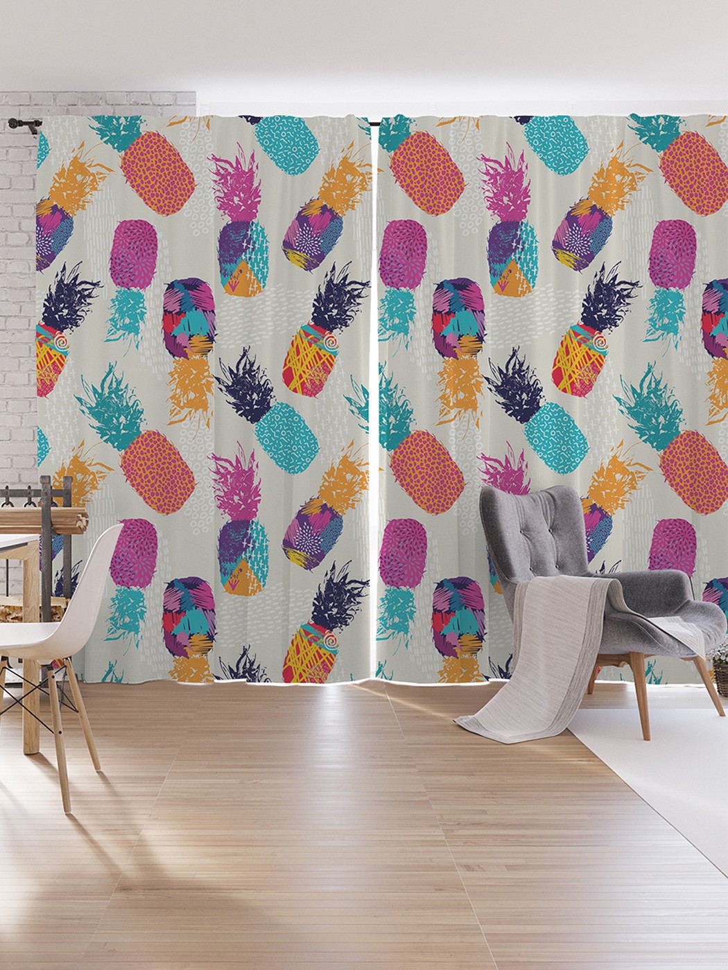 

Шторы под лён JoyArty "Ананасовый рай", серия Oxford DeLux, 340х265 см, Ананасовый рай