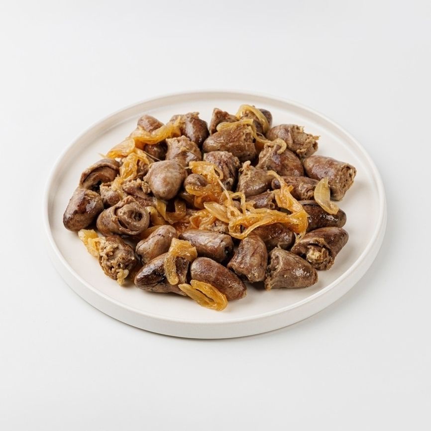 

Куриные сердечки ВкусВилл жареные с луком 150 г