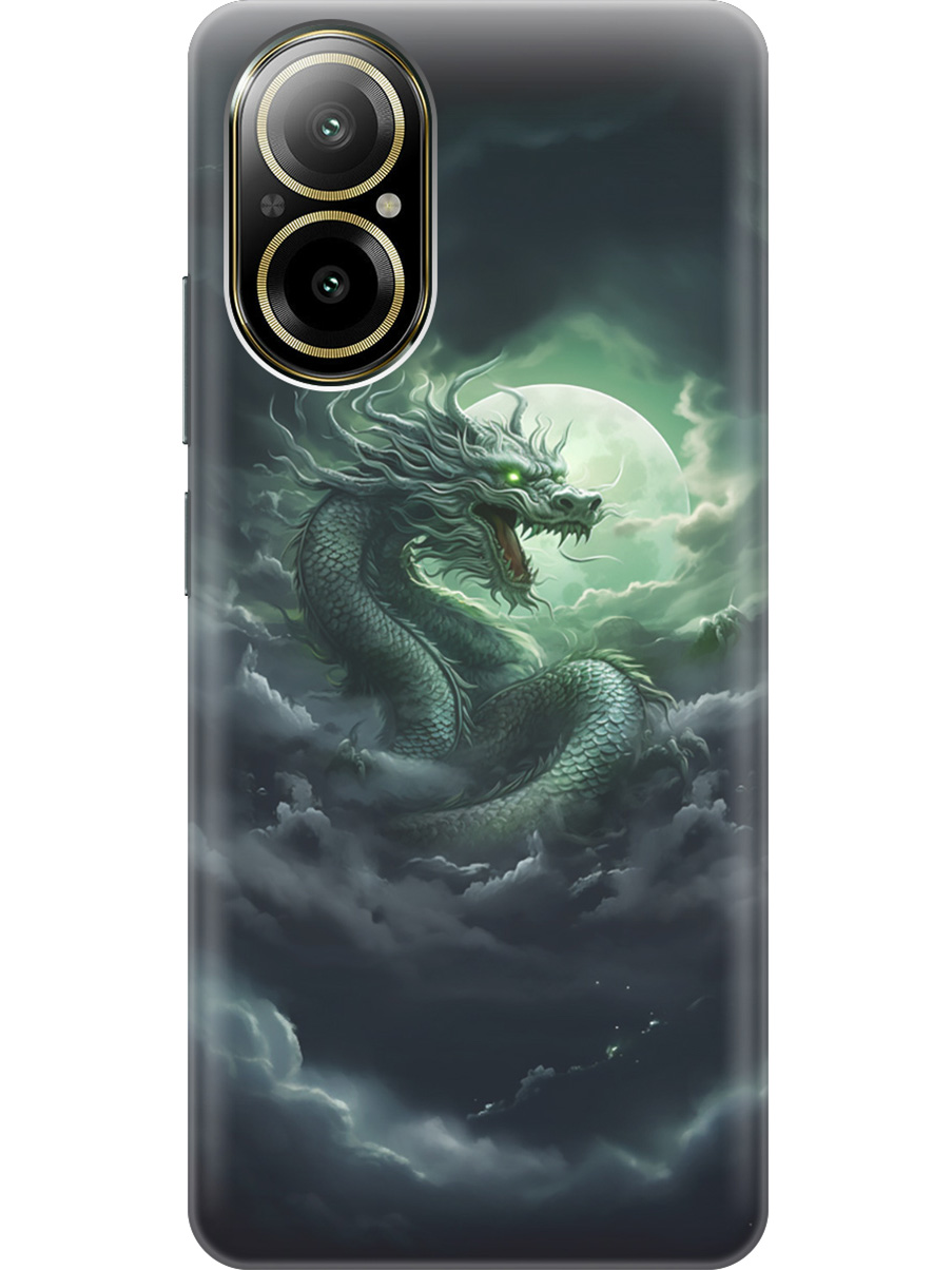 

Силиконовый чехол на Realme C67 с рисунком "Дракон на фоне луны и облаков", Белый;зеленый;черный, 20012142
