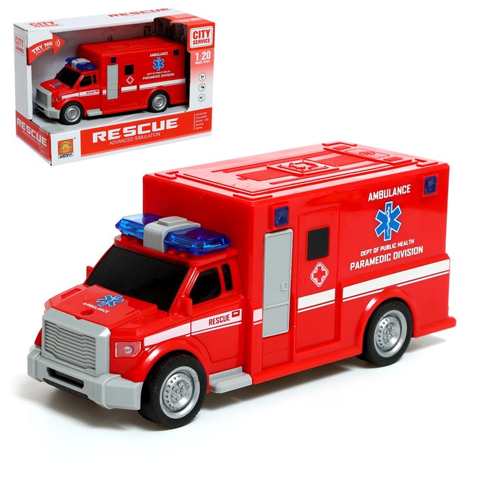 Машина Wenyi, инерционная Пожарная служба 9601918, 1:20, свет и звук машина инерционная наша игрушка свет звук 653076