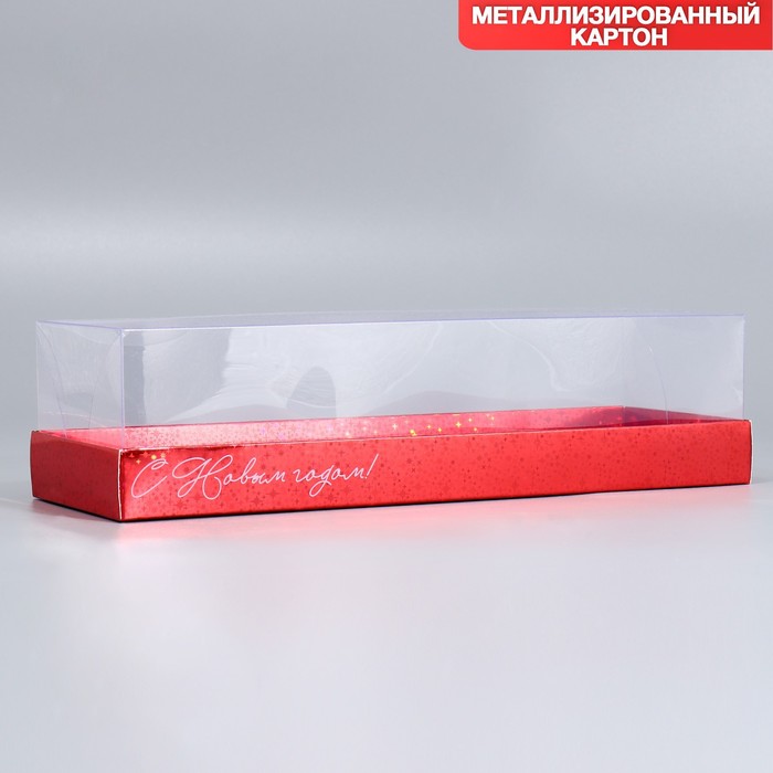 

Коробка для для мусовых пирожных С Новым годом, 27 х 8.6 х 6.5 см (5 шт.), Красный