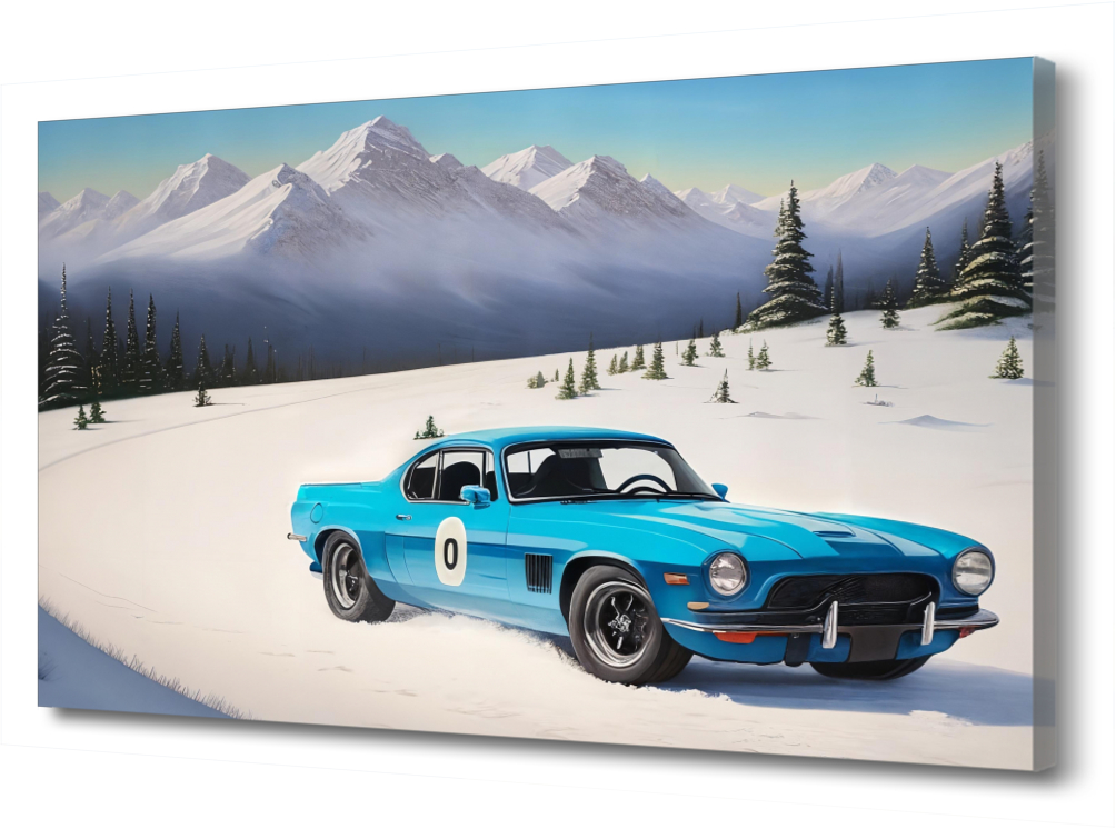 

Картина на холсте Синяя машина на снежной дороге PRC-1660 (90x60см). Натуральный холст