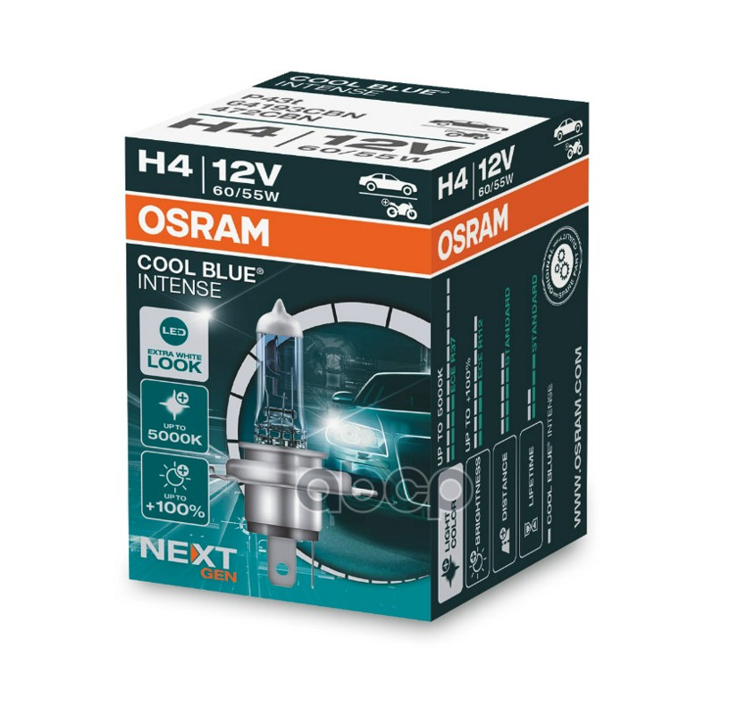 

OSRAM 64193CBN Лампа H4 12V 60/55W P43t COOL BLUE INTENSE (next generation) 5000К