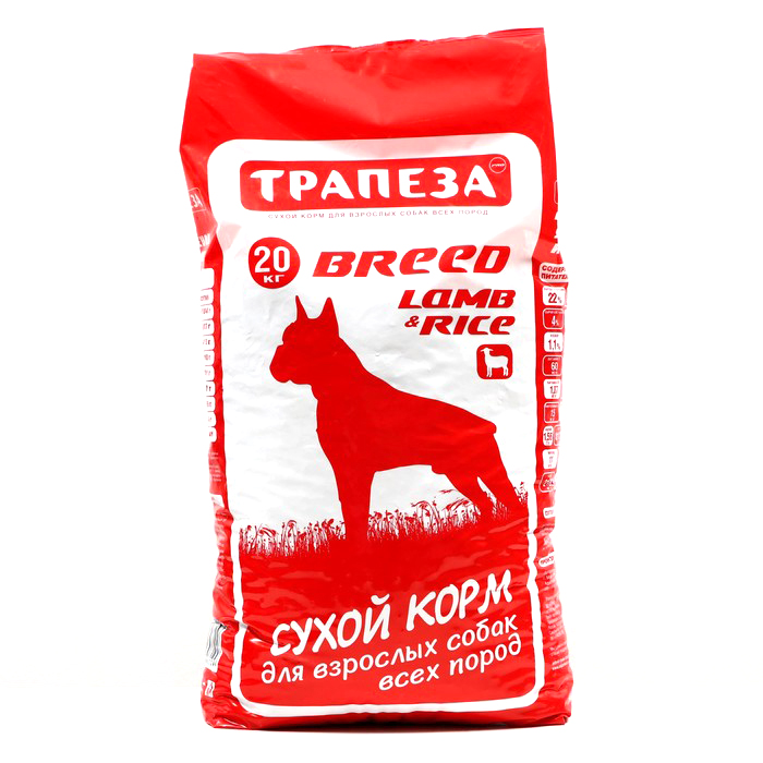 фото Сухой корм трапеза breed lamb&rice для взрослых собак всех пород, 20 кг