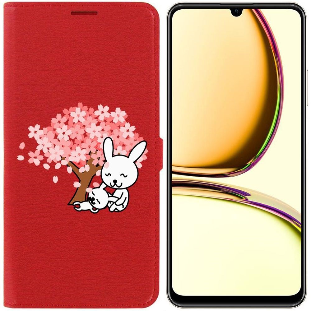 

Чехол-книжка Krutoff Eco Book для Realme C51 Кролики (красный)