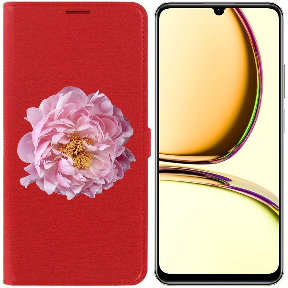 

Чехол-книжка Krutoff Eco Book для Realme C51 Розовый пион (красный)