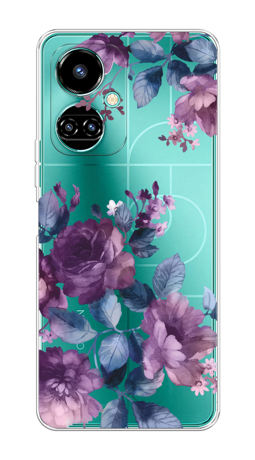 

Чехол на Tecno Camon 19/19 Pro 4G "Purple Blossoms", Синий;фиолетовый, 302250-1