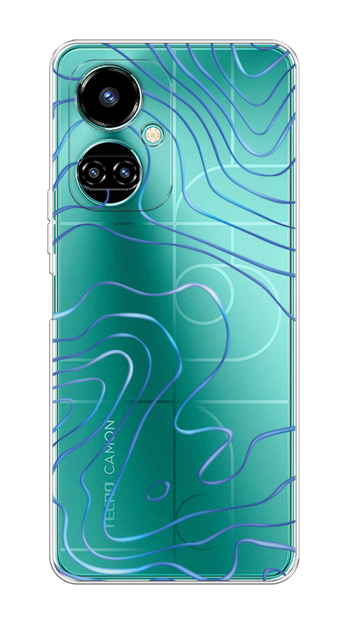 

Чехол на Tecno Camon 19/19 Pro 4G "Blue lines", Прозрачный;синий, 302250-1