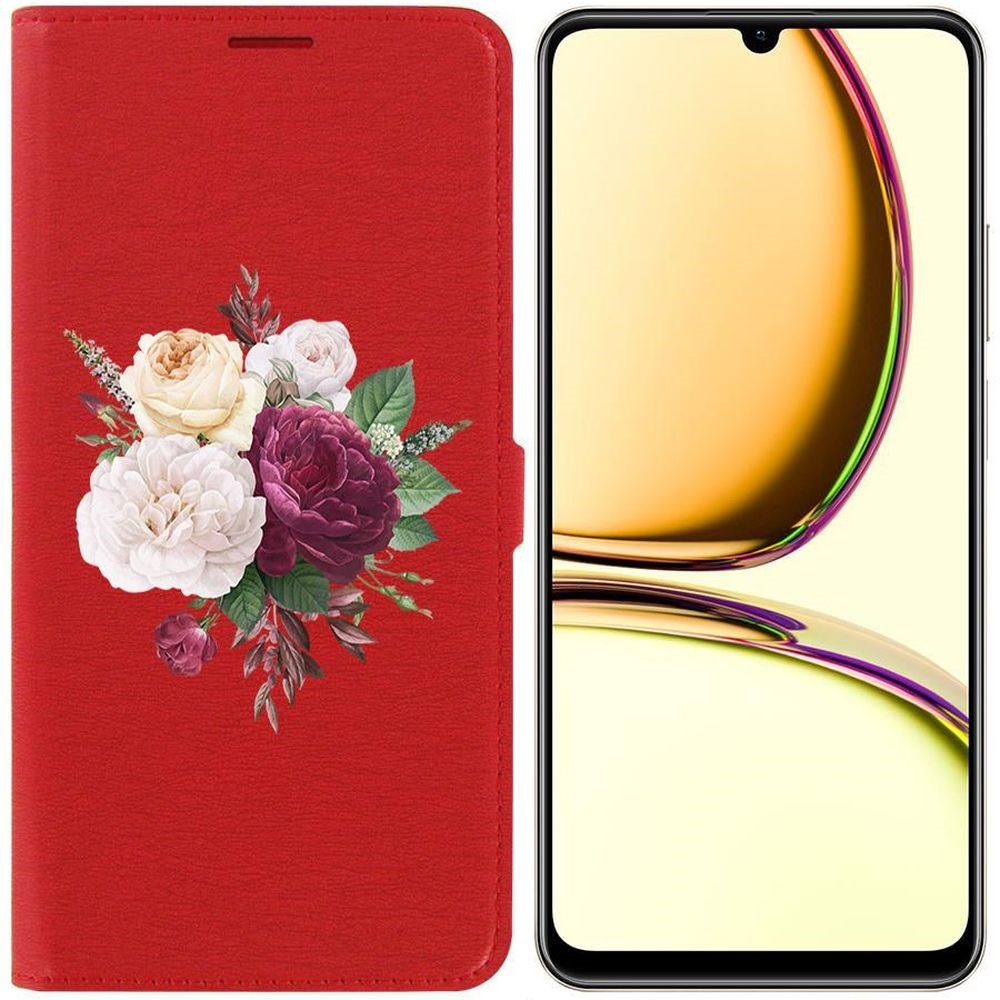 

Чехол-книжка Krutoff Eco Book для Realme C51 Цветочная композиция (красный)