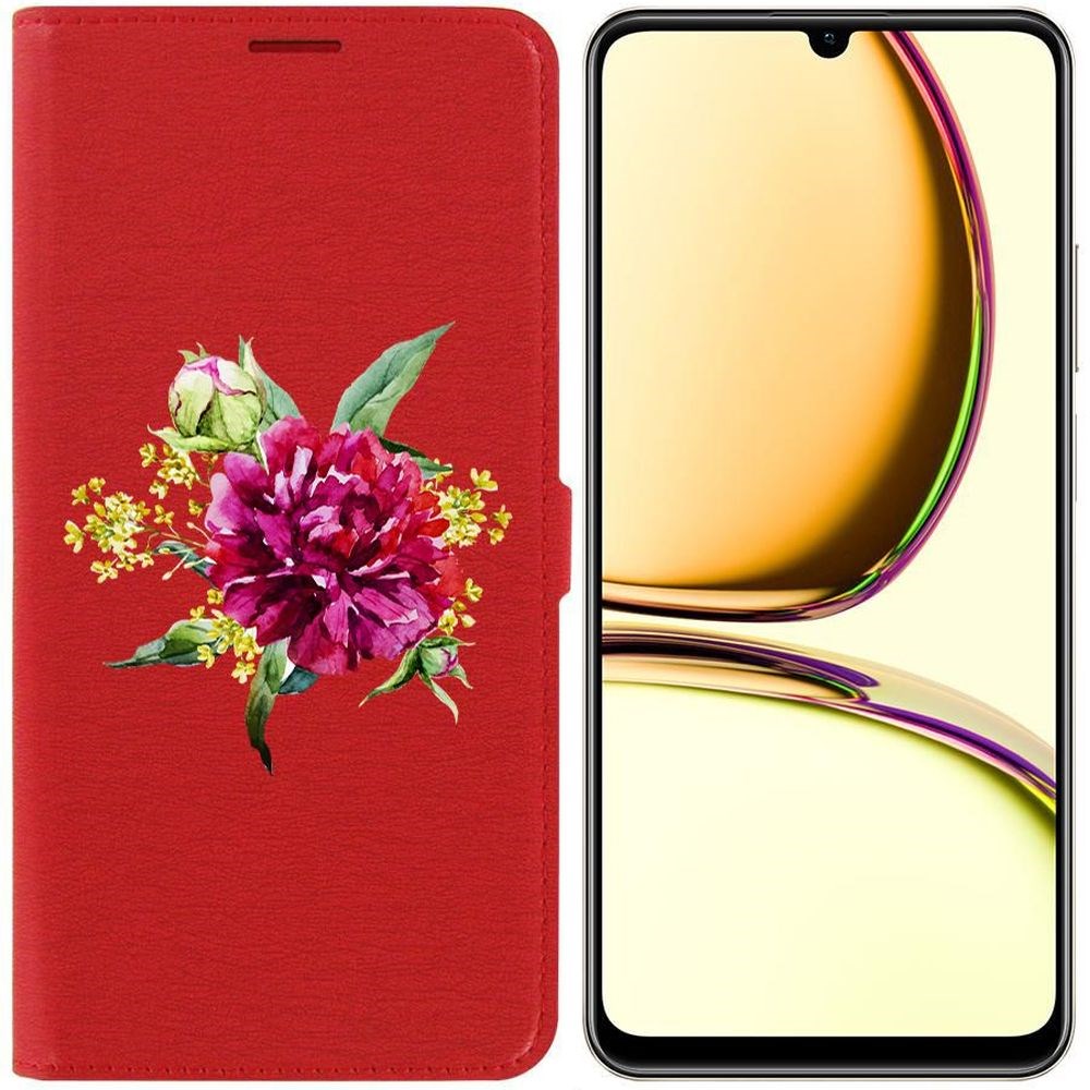 

Чехол-книжка Krutoff Eco Book для Realme C51 Цветочная акварель (красный)