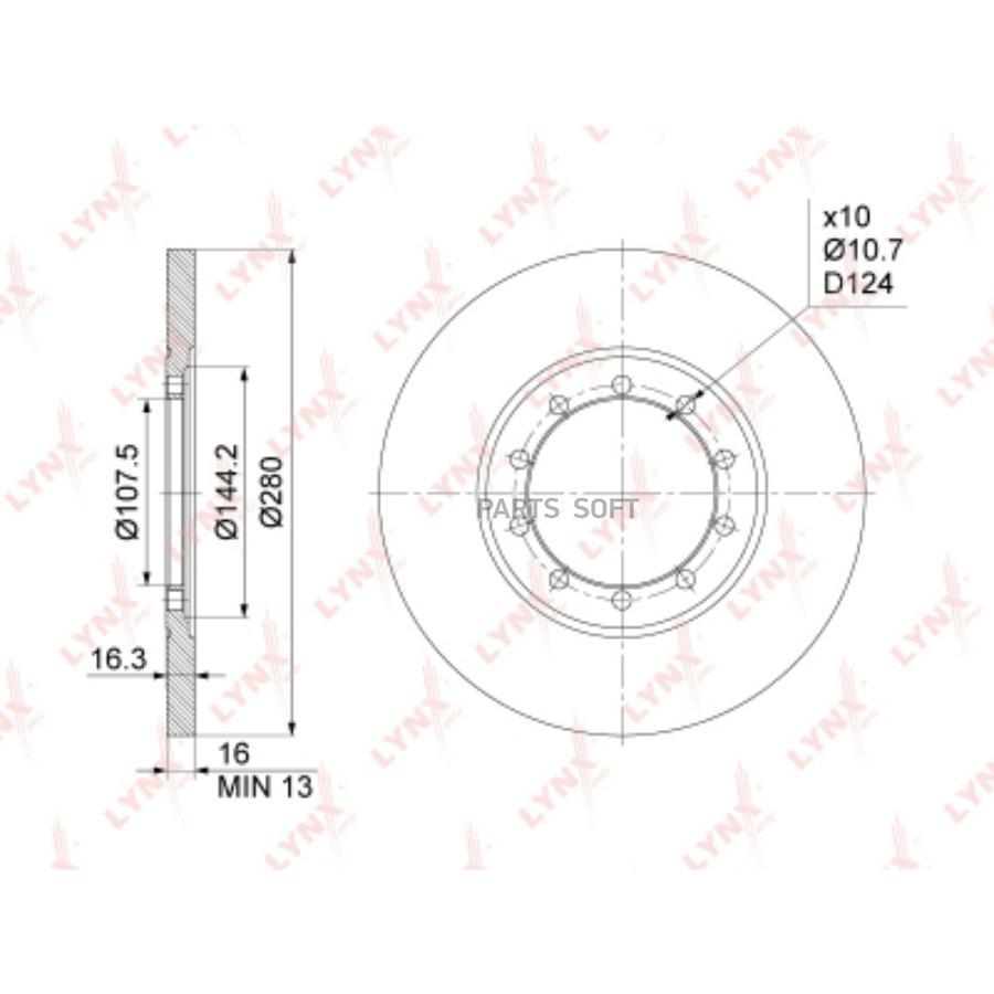 

Диск торм.задн.(280x16) FORD Transit 2.2D-3.2D 06-14