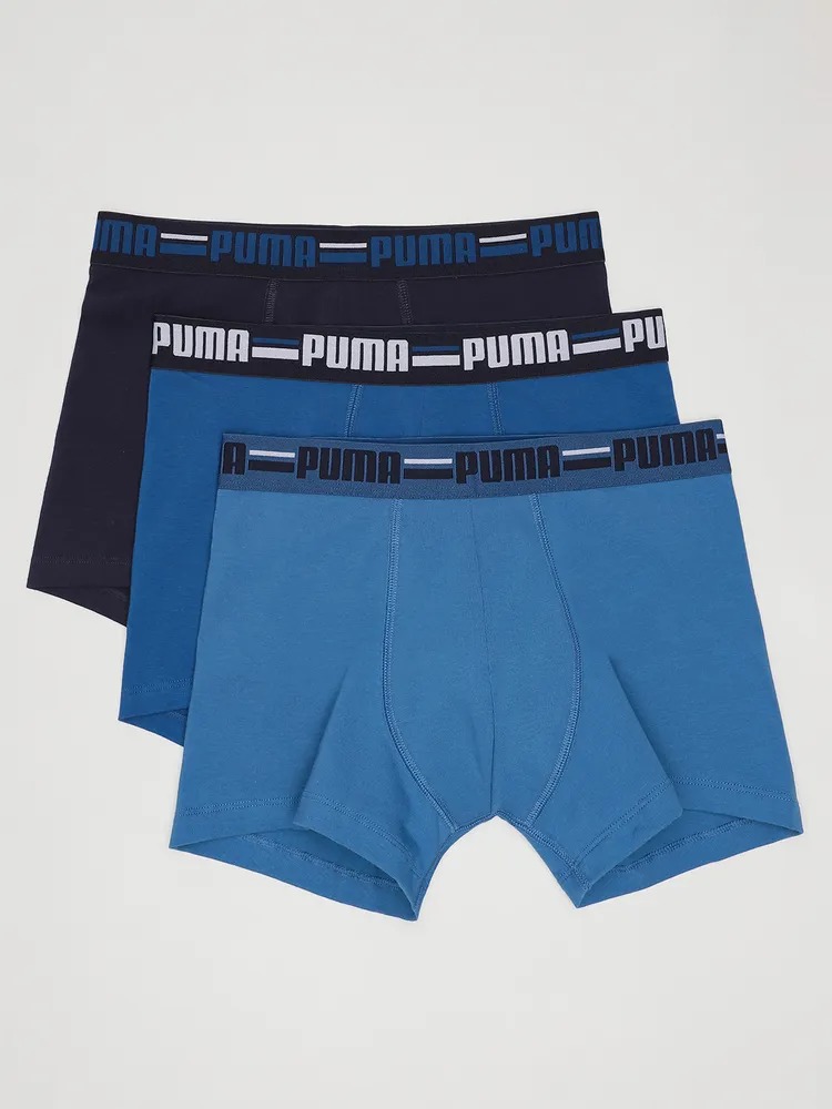 

Комплект трусов мужских PUMA PUMA BASIC BOXER BRAND ELASTIC 3P синих S, PUMA BASIC BOXER BRAND ELASTIC 3P