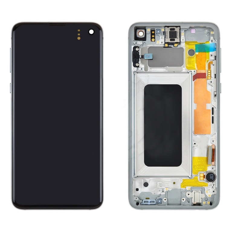 

Дисплей для Samsung SM-G970F Galaxy S10e в рамке + тачскрин (серебряный), SM-G970F