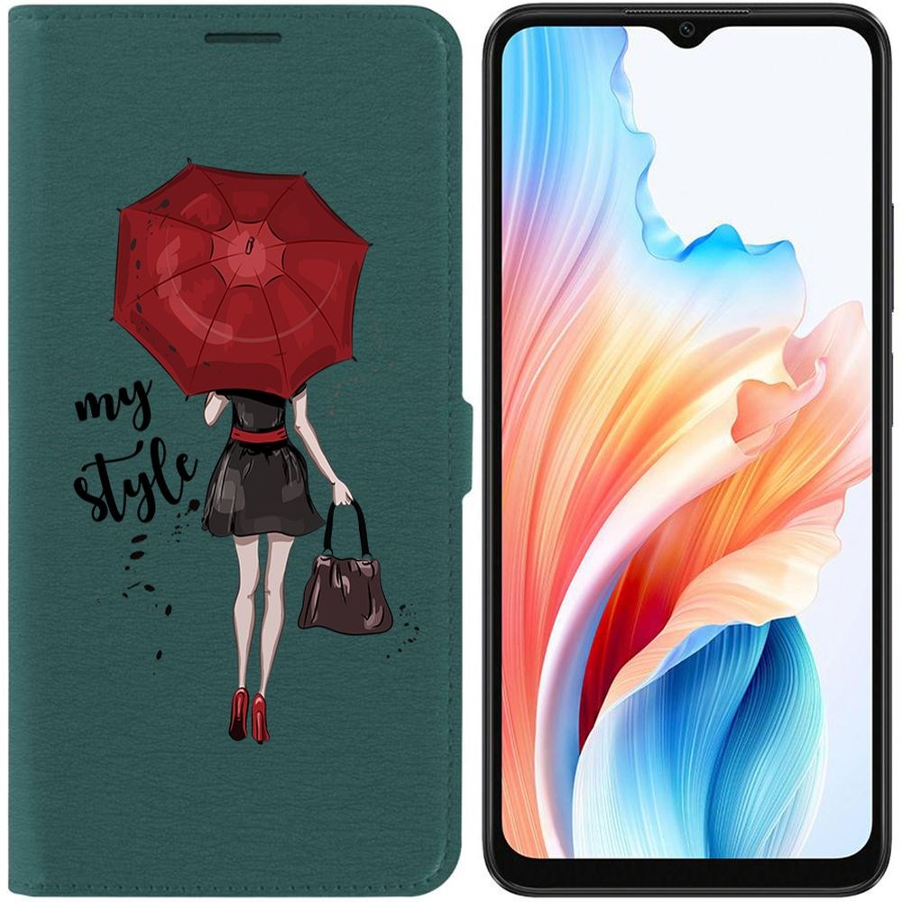 

Чехол-книжка Krutoff Eco Book для Oppo A38 4G Мой стиль (зелёный опал), Зеленый