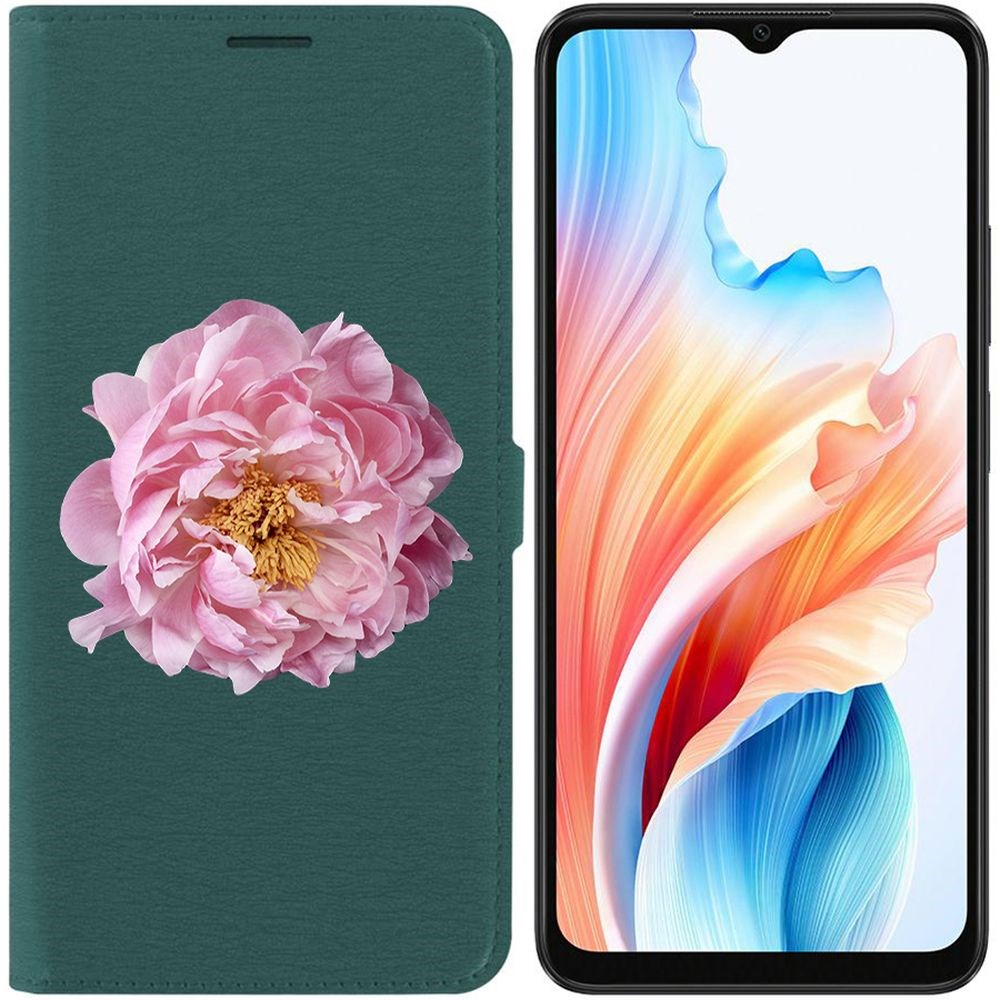 

Чехол-книжка Krutoff Eco Book для Oppo A38 4G Розовый пион (зелёный опал), Зеленый