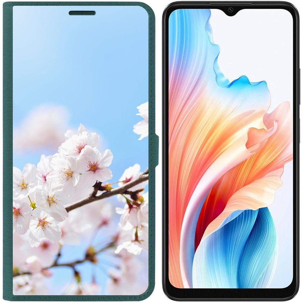 

Чехол-книжка Krutoff Eco Book для Oppo A38 4G Цветение (зелёный опал), Зеленый