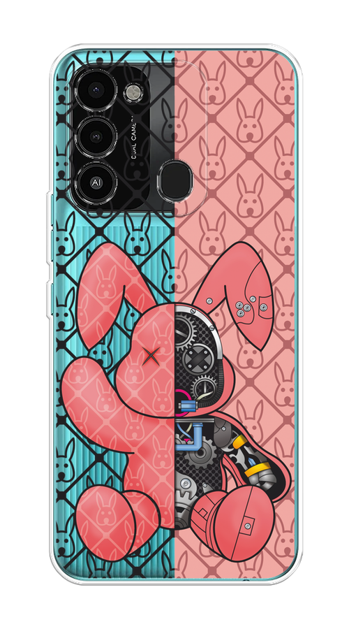 

Чехол на Tecno Spark Go 2022/8С/9 "Киборг-заяц розовый", Розовый;прозрачный;черный, 301350-1
