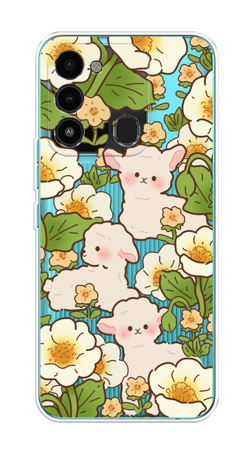 

Чехол на Tecno Spark Go 2022/8С/9 "Овечки в цветах", Зеленый;бежевый, 301350-1