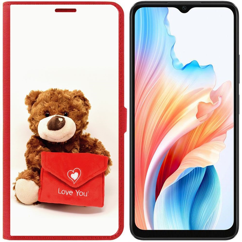 

Чехол-книжка Krutoff Eco Book для Oppo A38 4G Медвежонок тебя любит (красный)