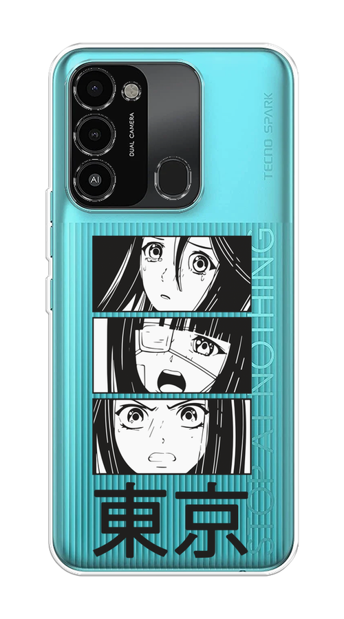 

Чехол на Tecno Spark Go 2022/8С/9 "Tokyo girls", Белый;черный;прозрачный, 301350-1