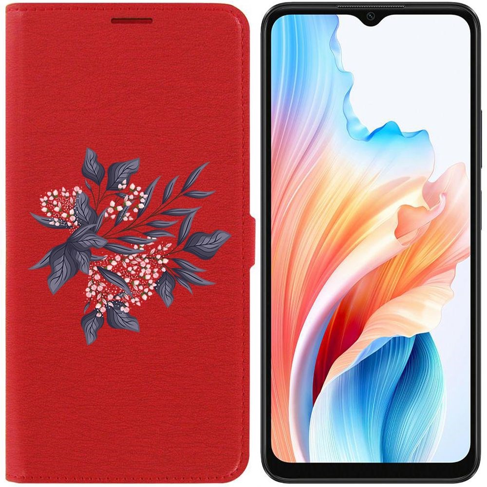 

Чехол-книжка Krutoff Eco Book для Oppo A38 4G Розовые бутоны (красный)