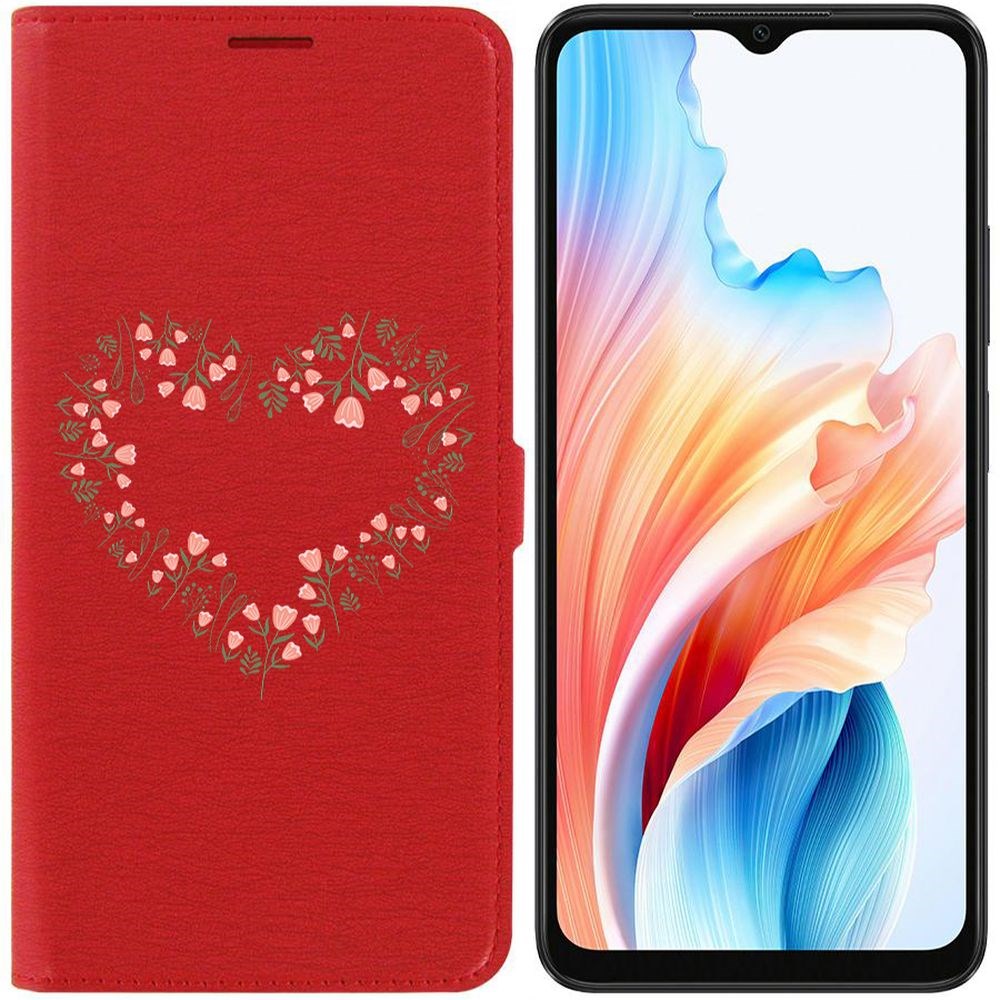 

Чехол-книжка Krutoff Eco Book для Oppo A38 4G Цветочное сердце (красный)