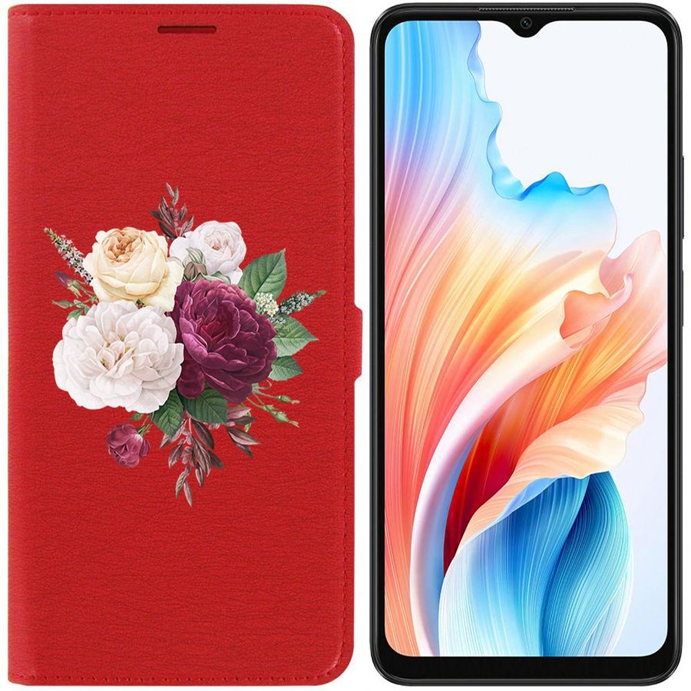 

Чехол-книжка Krutoff Eco Book для Oppo A38 4G Цветочная композиция (красный)