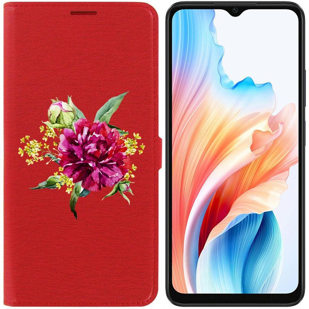 

Чехол-книжка Krutoff Eco Book для Oppo A38 4G Цветочная акварель (красный)