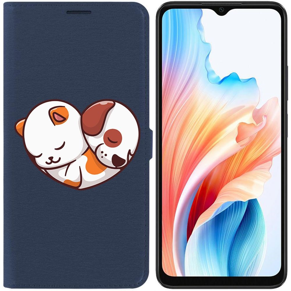 

Чехол-книжка Krutoff Eco Book для Oppo A38 4G Котёнок и Щенок (синий)