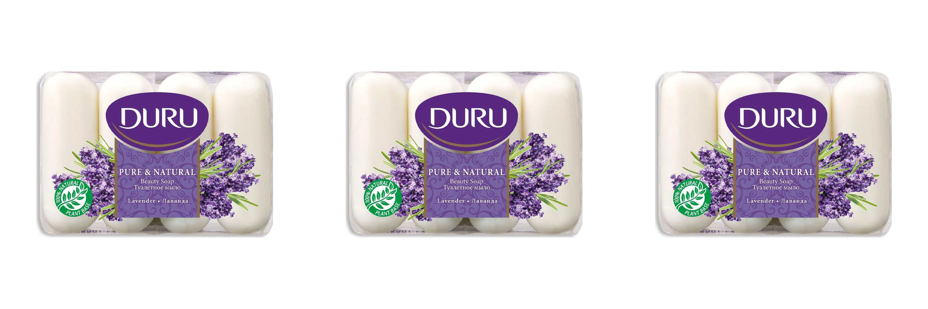 Туалетное мыло Duru Pure&Natural Лаванда 4х85г, 3 уп.