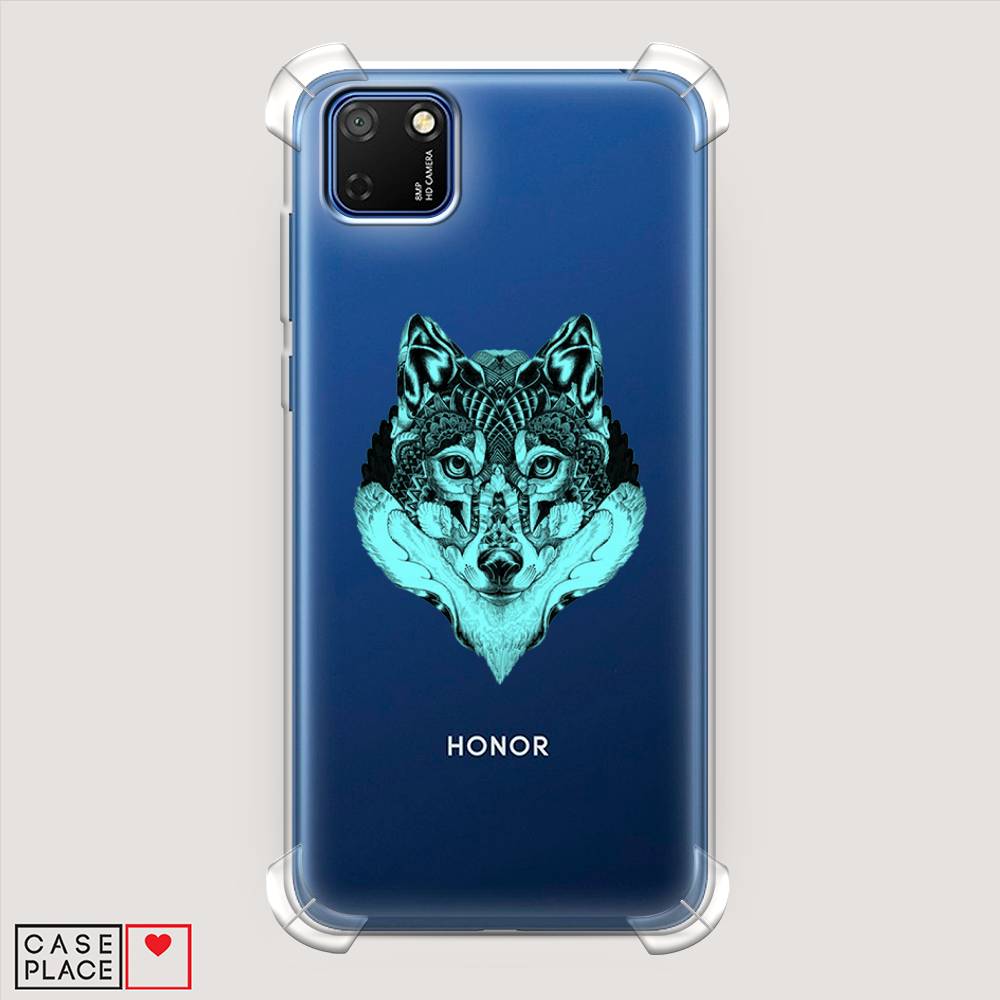 

Чехол Awog на Honor 9S "Бирюзовый волк", Голубой;черный, 6102651-1
