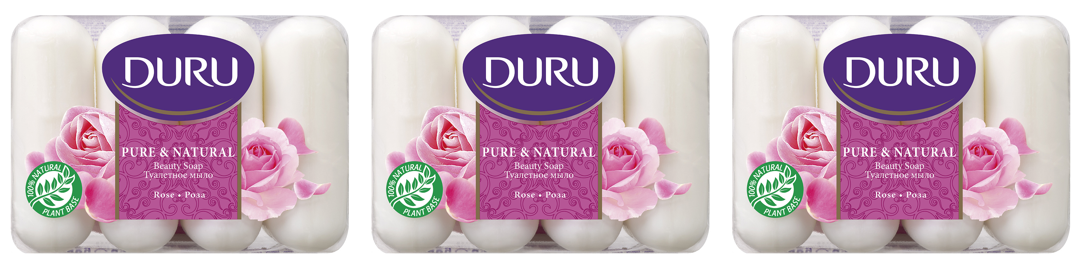 

Туалетное мыло Duru Pure&Natural Роза, 4х85г, 3уп., Роза