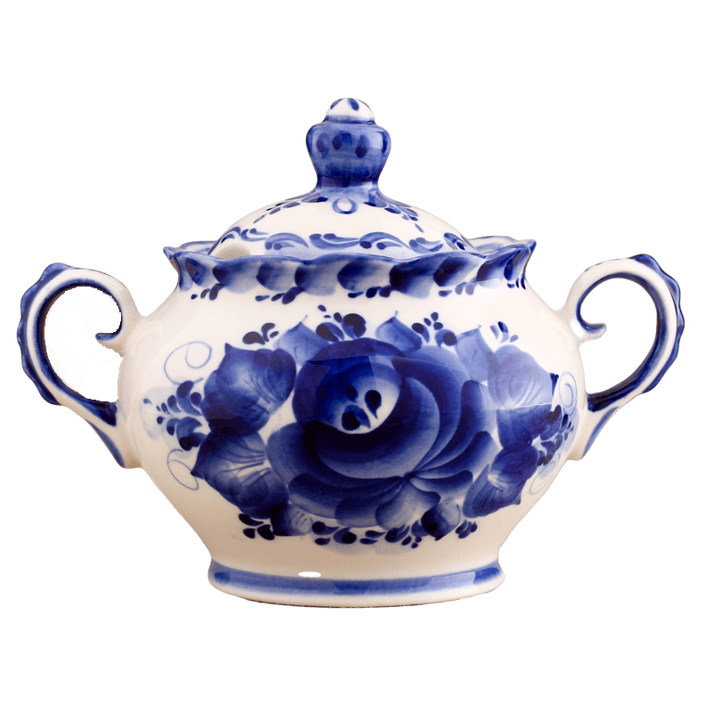 

Сахарница фарфоровая с крышкой «Мечта» 18x13x13 см 0,5 л гжель, Белый;голубой