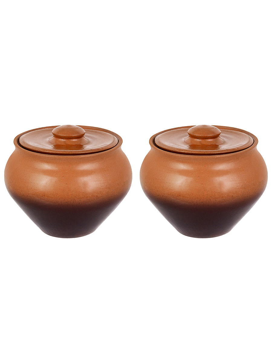 

Набор 2-х горшков 0,9 л Elan Gallery TerraCotta с крышкой, для запекания, традиция, Коричневый