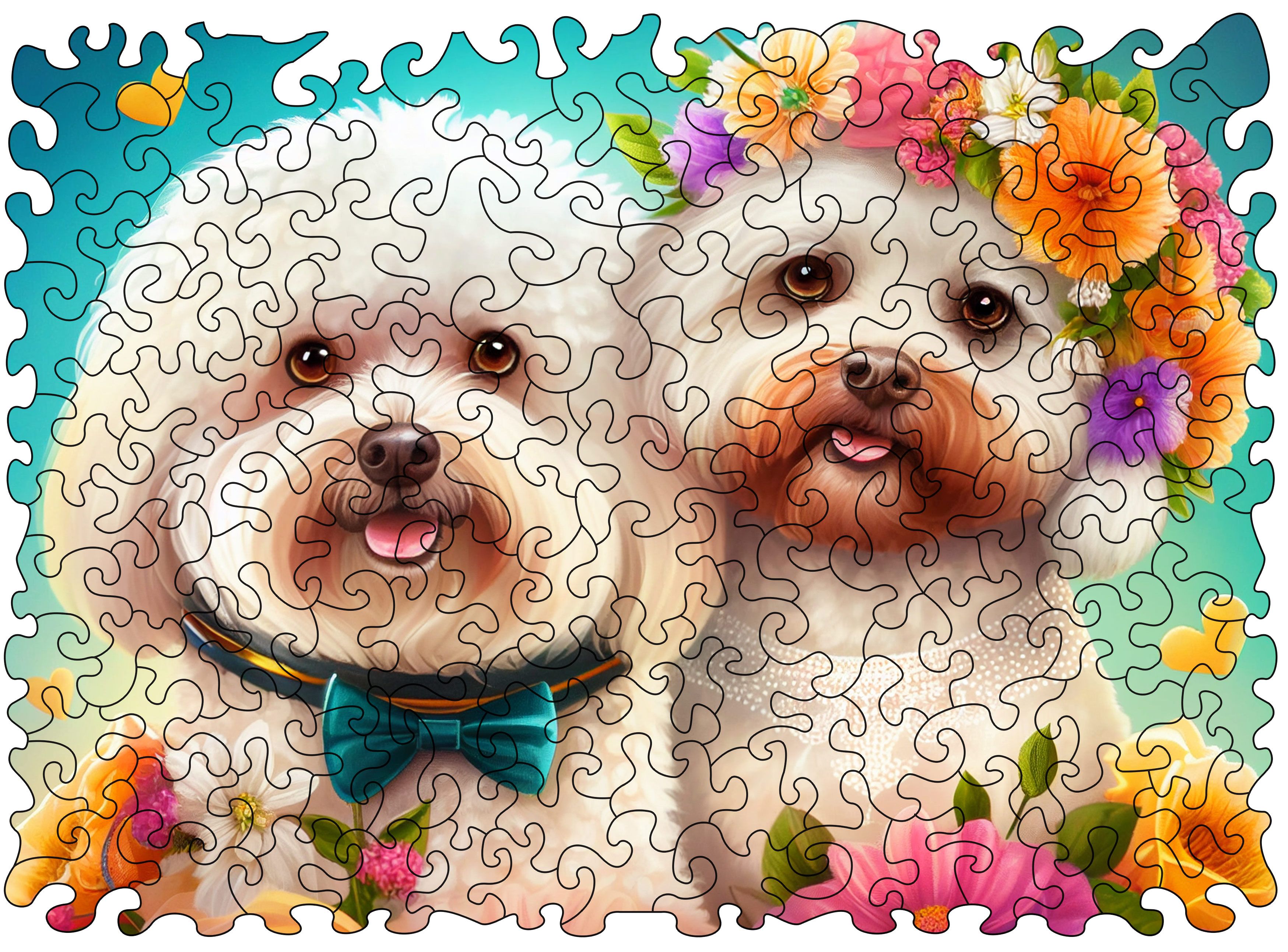 

Деревянный пазл BoberBox Свадьба Бишон-фризе размер 30x21 см, PZ12