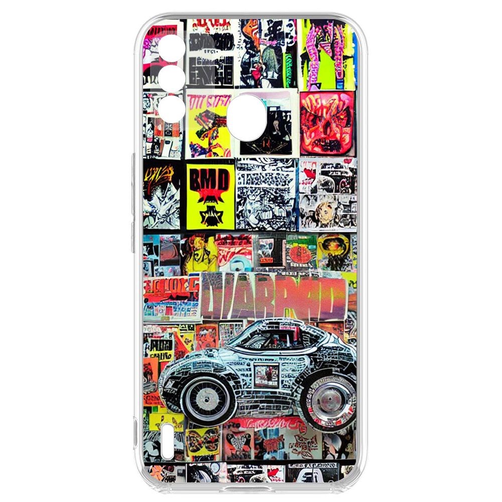 

Чехол-накладка Krutoff Clear Case Автопамфлет для ITEL A48, Прозрачный